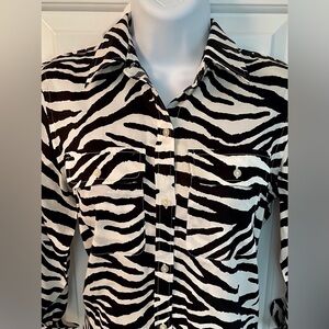 Ralph Lauren Petites Black &White Zebra 🦓 Striped Shirt Size XSP
